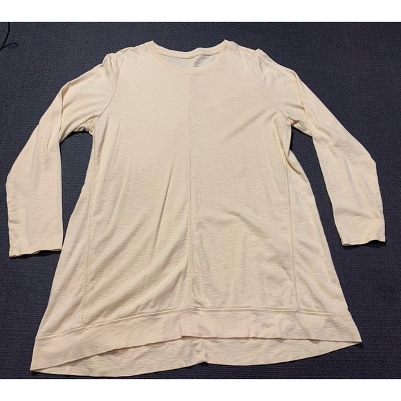J. Jill Long Sleeve Pima Scoop Neck Elliptical Tunic Top Women's Large Yellow - Picture 1 of 4